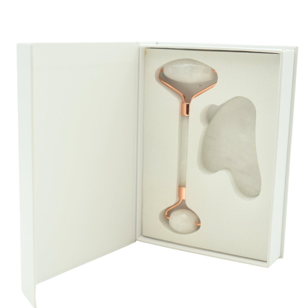 Clear Quartz Facial Roller & Gua Sha set with Rose Gold #skincare#